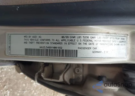 2000 Audi A6 4.2 из США, поврежденный, VIN WAUZL54B9YNOO1652